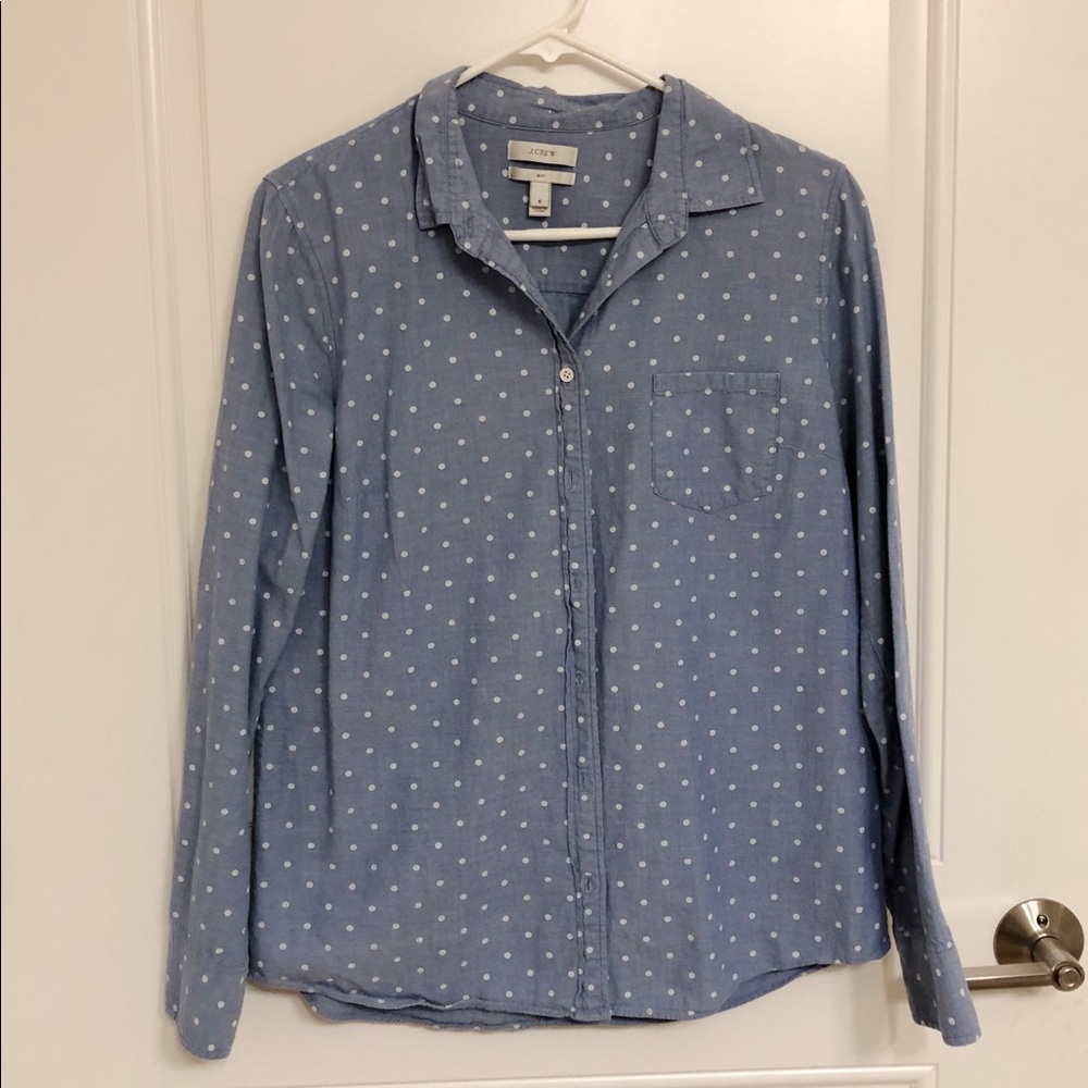 Polka dot Chambray Button Up